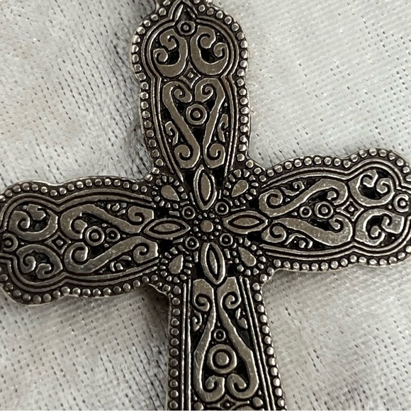 Brighton Southwest Inspired Teal Blue Enamel Oversized Cross Pendant Necklace! - Picture 7 of 10